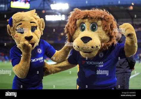 Chelsea Mascots Bridget The Lioness And Stamford The Lion During The