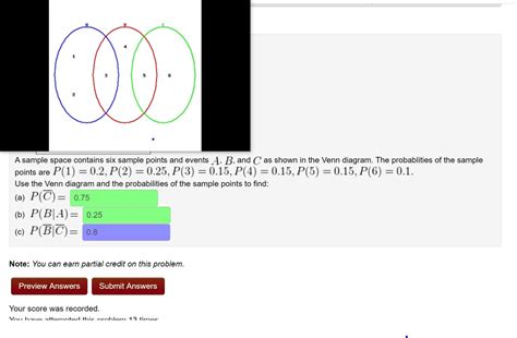 Solved A Sample Space Contains Six Sample Points And Events A B And