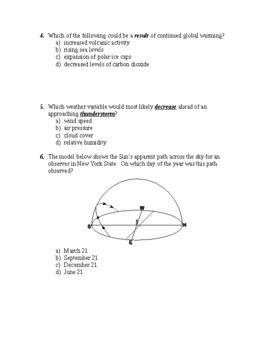 New York State Earth Science Regents Complete Midterm Exam By