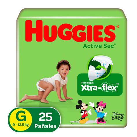 Pañal Huggies Active Sec Xtra Flex G Paquete X 25 Cruz Verde