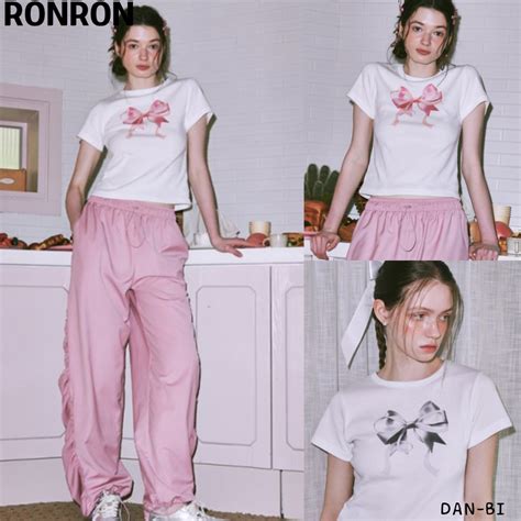 Ronron Double Ribbon Slim Crop T Shirt Blackpink Jenny Pick