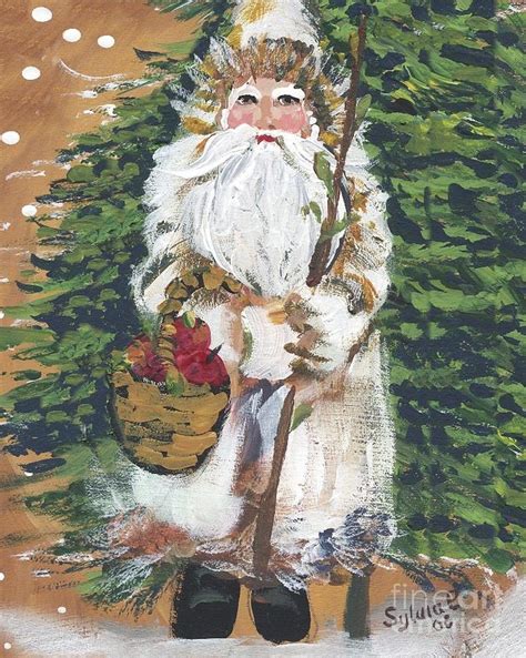 Folk Art Old Tyme Primitive Santa Claus Painting By Follow Themoonart