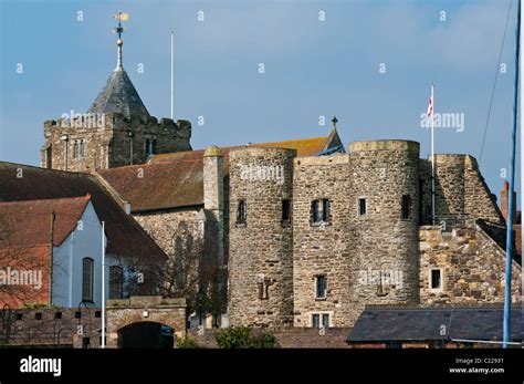 Rye Castle and St Marys Church Rye East Sussex England Stock Photo - Alamy