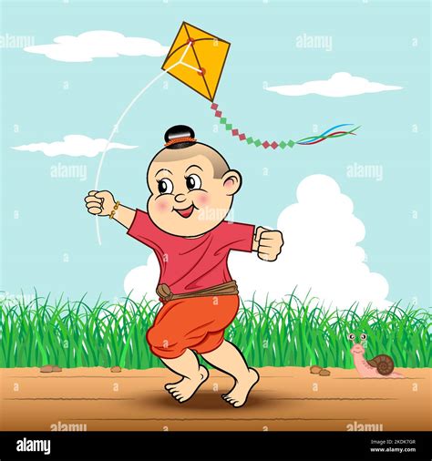 Ilustración vectorial Los niños tradicionales de Tailandia están