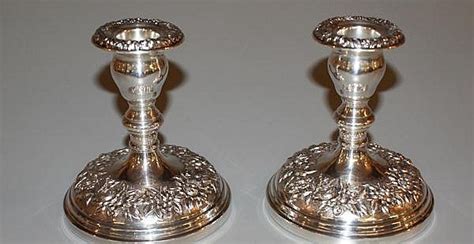 Lot PAIR KIRK SON STERLING SILVER WEIGHTED CANDLESTICKS 5 H