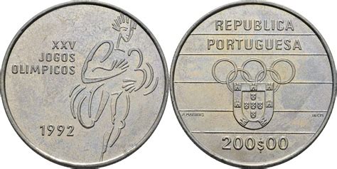 Portugal 200 Escudos 1992 Olympiade prägefrisch MA Shops