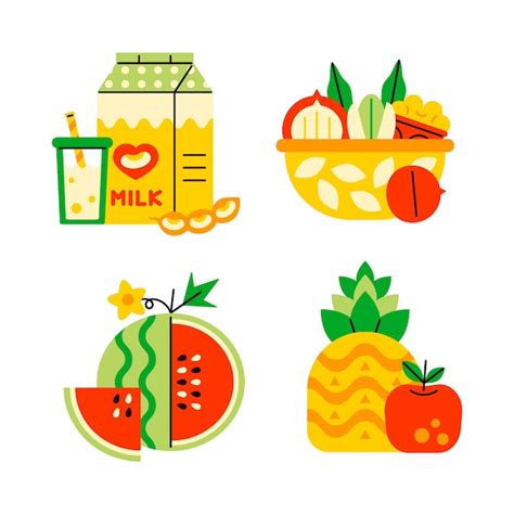 Free Vector | Flat healthy food stickers