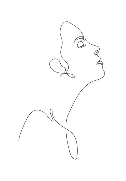 Continuous Line Naked Woman One Line Drawing White Isolated Background