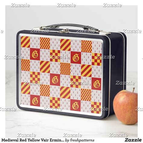 Medieval Red Yellow Vair Ermine Heraldic Pattern Metal Lunch Box Zazzle