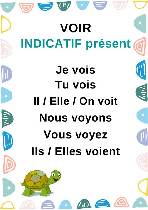 Japprends Le Français La Conjugaison Du Verbe Voir Au Présent De L
