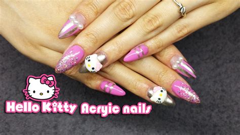 How To Hello Kitty Acrylic Nail Art Cute Nail Design Hello Kitty