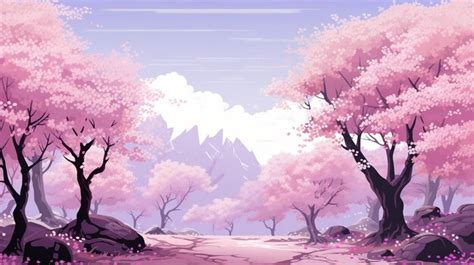 Premium Photo Amazing Pixel Art Landscape A Pixel Art Cherry Blossom