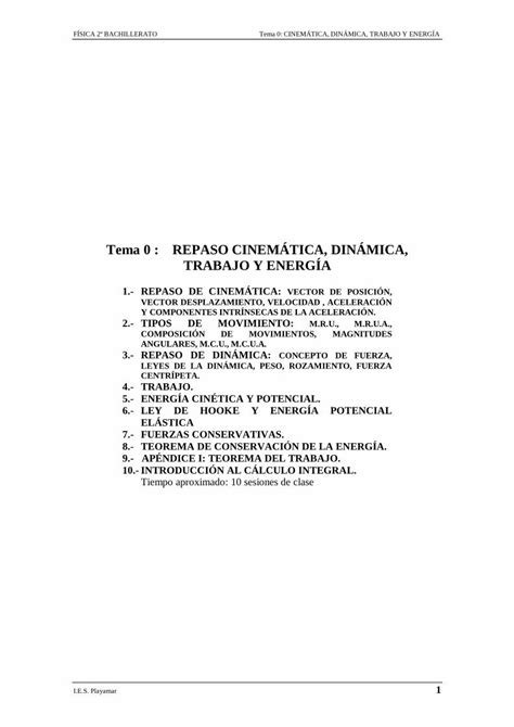 PDF UNIDAD 0 REPASO CINEMÁTICA DINÁMICA PDF filefÍsica 2º