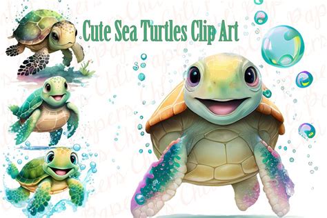 Sea Turtle Clipart Cute Baby Turtle Nursery Art Baby Shower