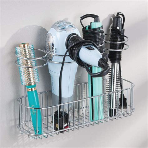 MDesign Metal Wire Cabinet Wall Mount Hair Care Styling Tool Organizer