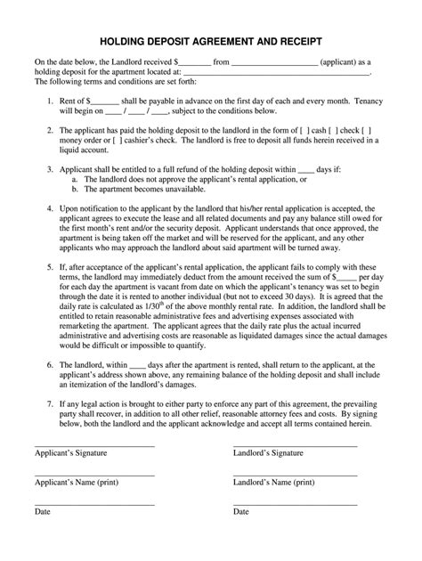 Rental Holding Deposit Agreement Fill Online Printable Fillable Blank Pdffiller