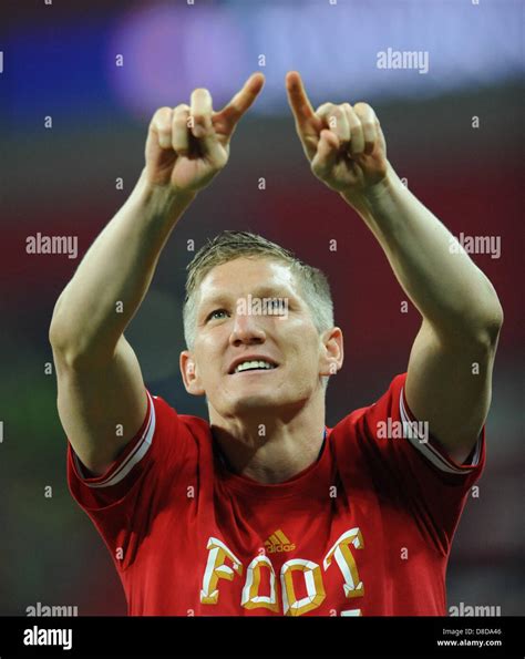 London UK 25th May 2013 Munich S Bastian Schweinsteiger Celebrates