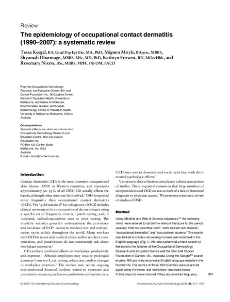 Pdf The Epidemiology Of Occupational Contact Dermatitis 1990 2007