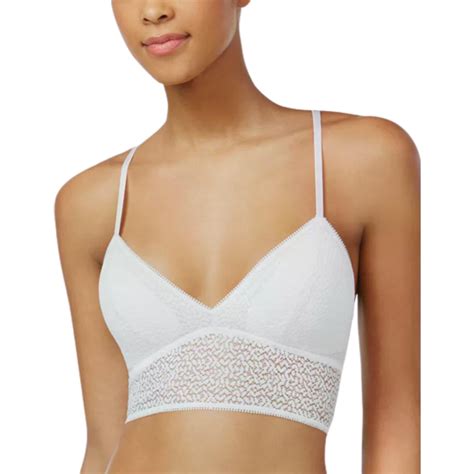 Dkny Modern Lace Longline Racerback Bralette Poplin White • Price