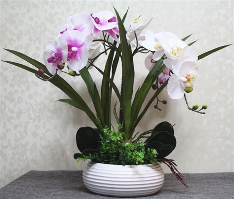 1 set artificial orchid flower arrangement bonsai flower only no vase-in Artificial & Dried ...