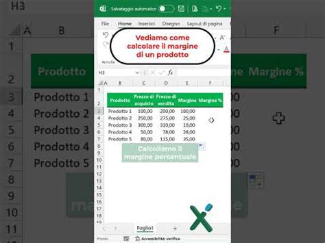 Excel Formule Come Calcolare Il Margine Percentuale Shorts Youtube