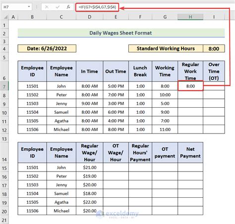 Daily Wages Sheet Format in Excel (with Quick Steps) - ExcelDemy