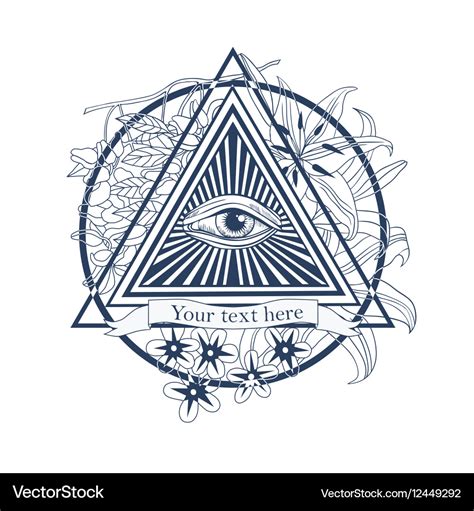 All seeing eye tattoo masonic symbol Royalty Free Vector