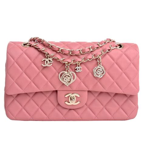 Chanel Limited Edition Pink Quilted Valentine Charm Flap Bag From A