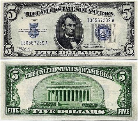 Abraham Lincoln 5 Dollar Bill Portrait