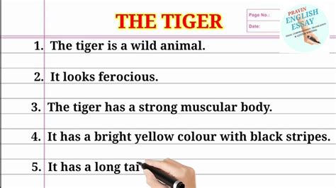 Essay On The Tiger Essay On Tiger In English Essay On Our National