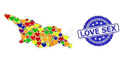 Love Sex Watermark Stamp And Bright Love Mosaic Map Of Georgia For Lgbt