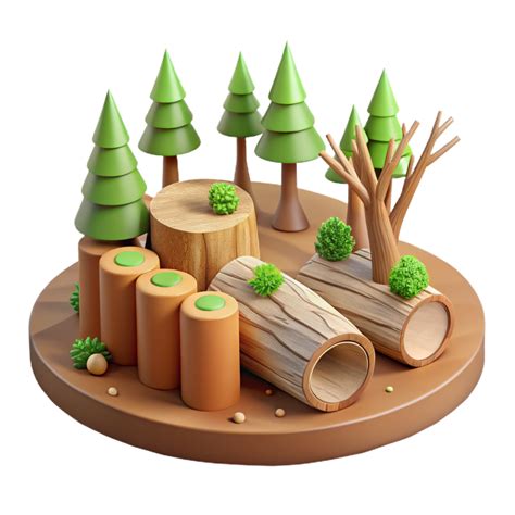 serene creative Deforestation Trees Cut Down Transparent Background