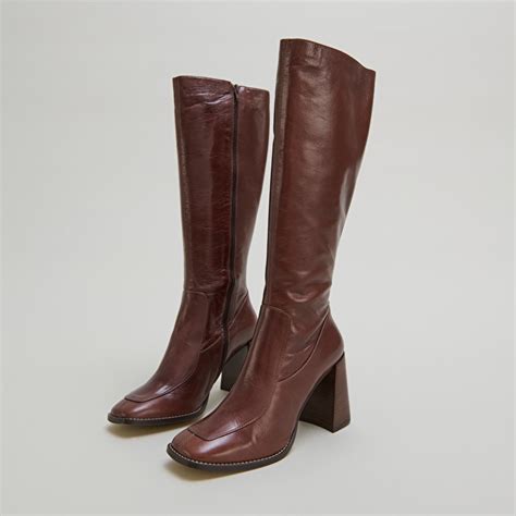 Bottes Hautes Femme En Cuir Marron Jonak