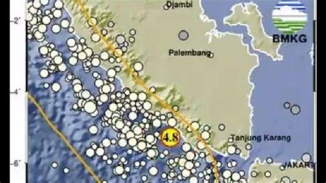 BMKG Gempa Bumi Magnitudo 4 8 Guncang Pesisir Barat Lampung Kedalaman