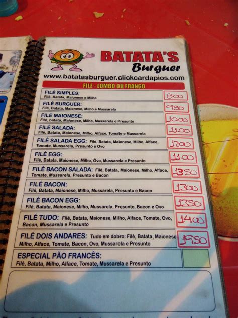 Menu at Batatas Burguer pub bar Três Corações