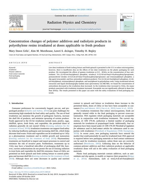 (PDF) Radiolysis products of antioxidants from gamma-irradiated ...