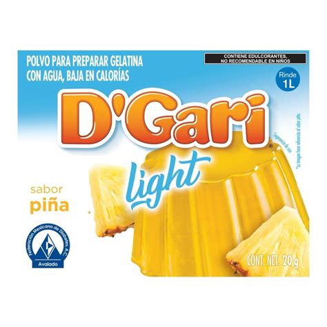 Polvo Para Preparar Gelatina D´gari De Agua Light Sabor Piña 20 G Walmart