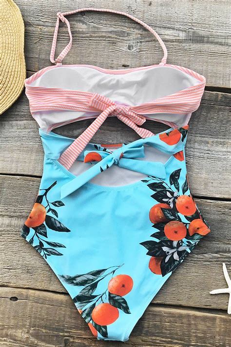 Cupshe Orange Turned Red Print One Piece Swimsuit Beach Outfit Women