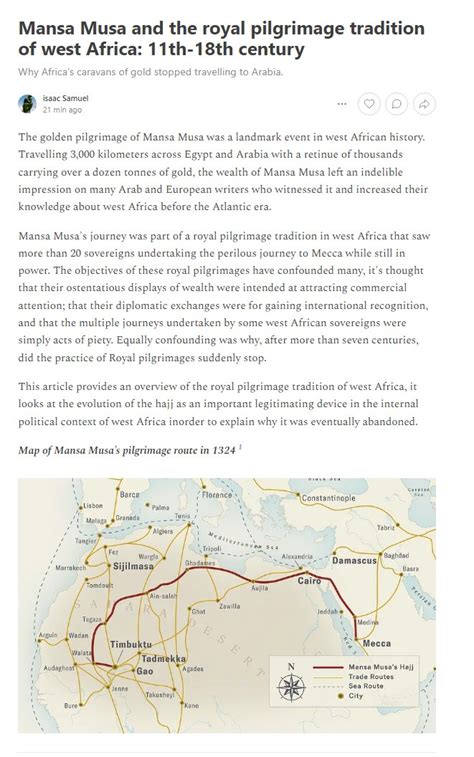 Africa Updates On Twitter Rt Rhaplord My Article Mansa Musa And