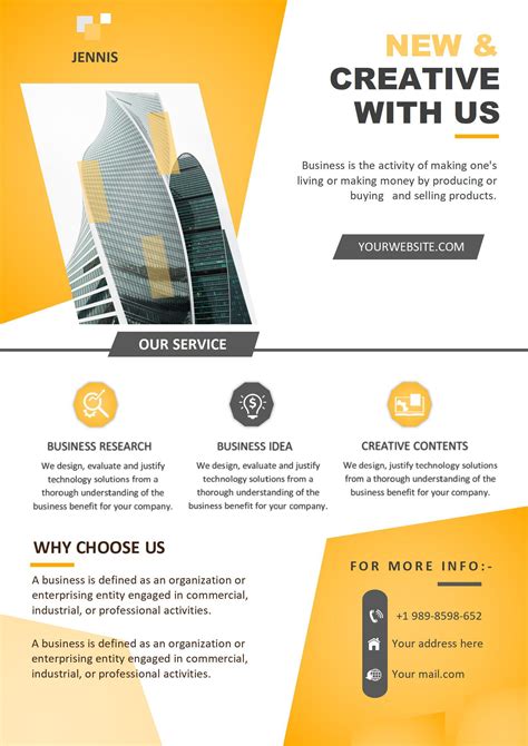 Word Of Orange Business Corporate Flyer Design Template Docx Wps Free