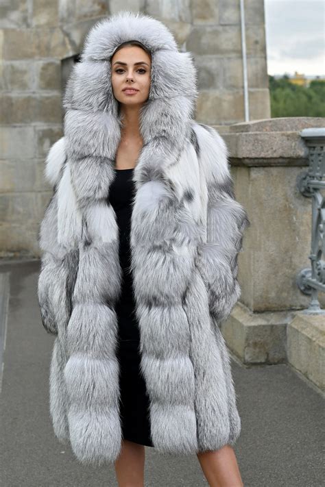 Luxury Platinum Fox Fur Jacket Customized Coat With Whole Etsy