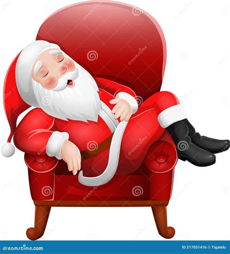 Dessin Animé Santa Claus Dormir Sur Un Fauteuil Illustration de Vecteur