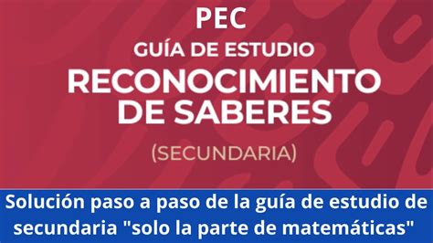 Soluci N Paso A Paso De La Guia De Reconocimiento De Saber La Parte