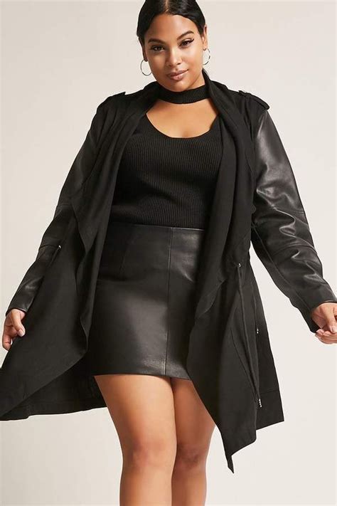 Forever Plus Size Dex Faux Leather Trim Jacket Mode Damen Mode Girls