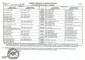 Gce Exam Timetable 2023 Image To U