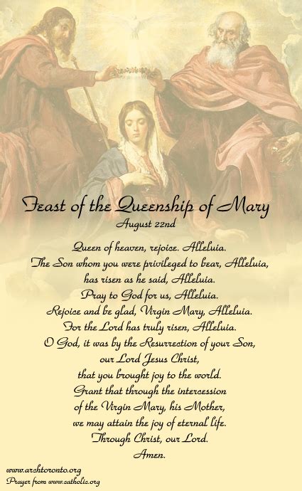 Prayer On The Feast Of The Queenship Of Mary Prayers To Mary Mary