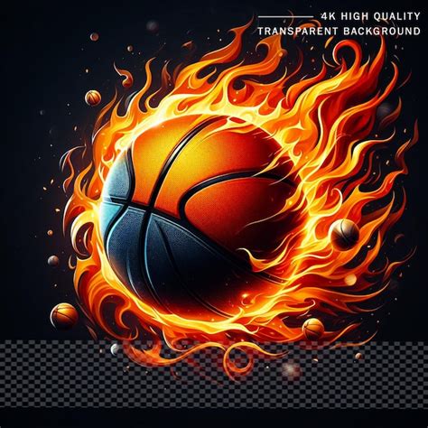 Premium Psd Basketball With Fire Flame 3d Rendering On Transparent