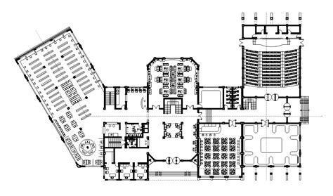 Library With Auditorium Building Layout Plan Autocad Drawing Dwg File Cadbull