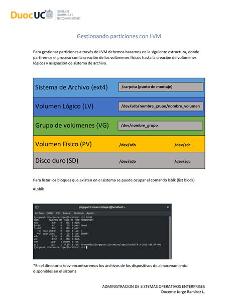 LVM Gestionando Particiones Con LVM ADMINISTRACION DE SISTEMAS