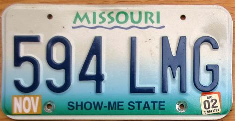 2002 Missouri vg- | Automobile License Plate Store: Collectible License ...